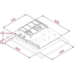 Jzc 64322 Abc Bk 60 cm Kristal Cam Gazlı & İndüksiyonlu Ocak - Döküm Izgara - 3600 W Güç
