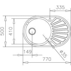 DR 77 1B 1D Ankastre Eviye Paslanmaz Çelik 77 cm 40127315