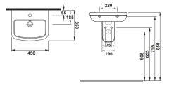 Hafele GLOW  Parlak Beyaz Lavabo 450x350x165 mm