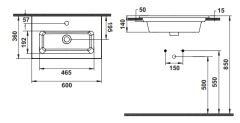 Hafele SIGMA 60 Tezgah Altı Montaj 600x360x140mm Parlak Beyaz
