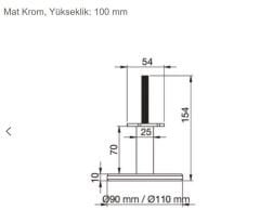 Hafele Yuvarlak Mobilya Ayağı Ø110-Ø25mm H:100mm, Mat Krom Renk