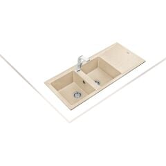 Stone 80 B-Tg Topas Beige - Ankastre Granit Eviye - Bej - 116 cm - 115400003