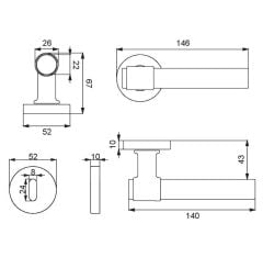 BRIA-K Kapı Kolu Seti Oda Antik Pirinç Fırçalanmış