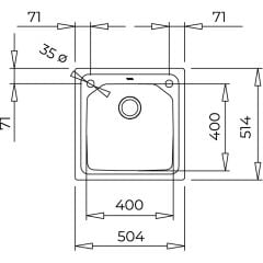 Brooklyn 50 MXp 1b Ankastre Tezgaha Sıfır Paslanmaz Çelik 50 Cm