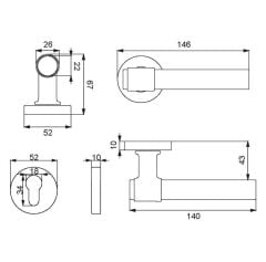 BRIA-K Kapı Kolu Seti WC Antik Pirinç Fırçalanmış