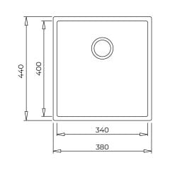 SQUARE 34.40 TG BLACK Tezgahaltı Granit Eviye Siyah 34 cm 115230030