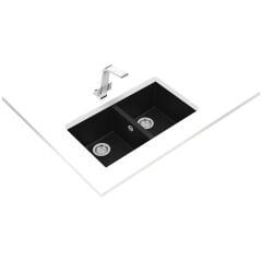 SQUARE 760 TG BLACK Tezgahaltı Granit Eviye Siyah 76 cm 115260024