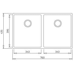 SQUARE 760 TG BLACK Tezgahaltı Granit Eviye Siyah 76 cm 115260024