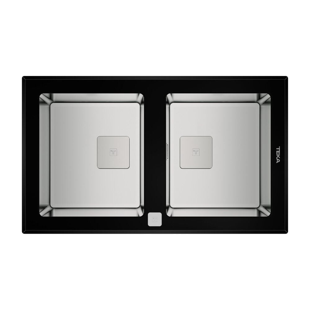 DIAMOND RS15 2B 86 Ankastre Kumanda Sifonlu Cam Eviye Siyah/Çelik 86 cm 115030017