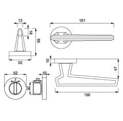 SINA Kapı Kolu Seti WC Inox