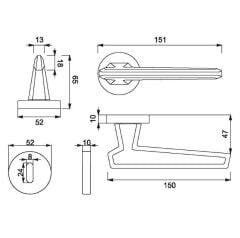 SINA Kapı Kolu Seti Oda Krom Parlak