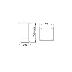 Hafele Lea Yuvarlak Mobilya Ayağı 42x70mm, Mat Krom Renk