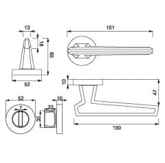 SINA Kapı Kolu Seti WC Siyah Mat