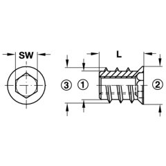 Hafele Havşa Başlı Çelik Dübel M8x13mm (100 adet), Galvaniz