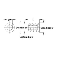 Hafele Havşa Başlı Çelik Dübel M8x13mm (100 adet), Galvaniz