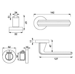 WOON Kapı Kolu Seti WC Krom Parlak