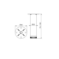 Hafele Bonny Yuvarlak Mobilya Ayağı 25x100mm, Mat Krom Renk