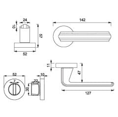 WOON Kapı Kolu Seti WC Inox Parlak