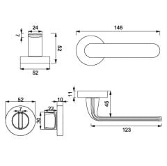 NARA Kapı Kolu Seti WC Krom Parlak