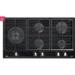 Gzc 95320 xbc Siyah Cam Ankastre Gazlı Ocak 90 cm 5 Gözlü Vitroseramik Yüzey ile Şık Tasarım