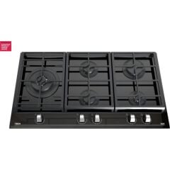 Gzc 95320 xbc Siyah Cam Ankastre Gazlı Ocak 90 cm 5 Gözlü Vitroseramik Yüzey ile Şık Tasarım