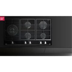 Gzc 95320 xbc Siyah Cam Ankastre Gazlı Ocak 90 cm 5 Gözlü Vitroseramik Yüzey ile Şık Tasarım