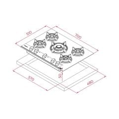- Gbc 75-G1 Gbc Bm - Ankastre Kristal Wok Gözlü Cam Gazlı Ocak - Döküm Izgara - Siyah - 70 cm - 112570210