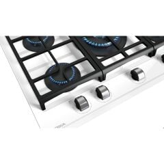- Gzc 75330 Xbn Wh - Ankastre Exactflame Teknolojili Kristal Wok Gözlü Cam Gazlı Ocak - Döküm Izgara - Beyaz - 70 cm - 112570176