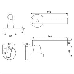 FUGI-K Kapı Kolu Seti Yale Siyah Mat
