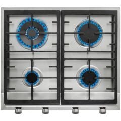 - Ex 60.1 4g Aı Al Cı - Ankastre Paslanmaz Çelik Wok Gözlü Gazlı Ocak - Döküm Izgara - Inox - 60 cm - 112610039