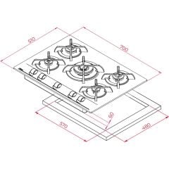 - Gbc 75030 Kbc Wh - Ankastre Exactflame Teknolojili Kristal Wok Gözlü Cam Gazlı Ocak - Döküm Izgara - Beyaz - 70 cm - 112580053