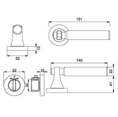 JOON-F Kapı Kolu Seti WC Siyah Mat