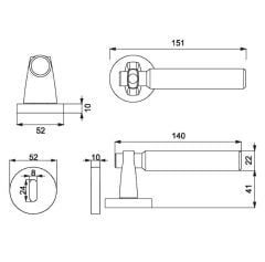 HANA-F Kapı Kolu Seti Oda Siyah Mat