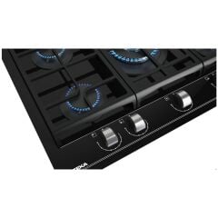 - GZC 75330 XBC BK - Ankastre ExactFlame Teknolojili Kristal Wok Gözlü Cam Gazlı Ocak - Döküm Izgara - Siyah - 70 cm - 112570173