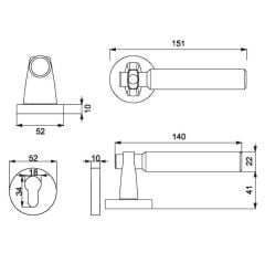 HANA-F Kapı Kolu Seti Yale Siyah Mat