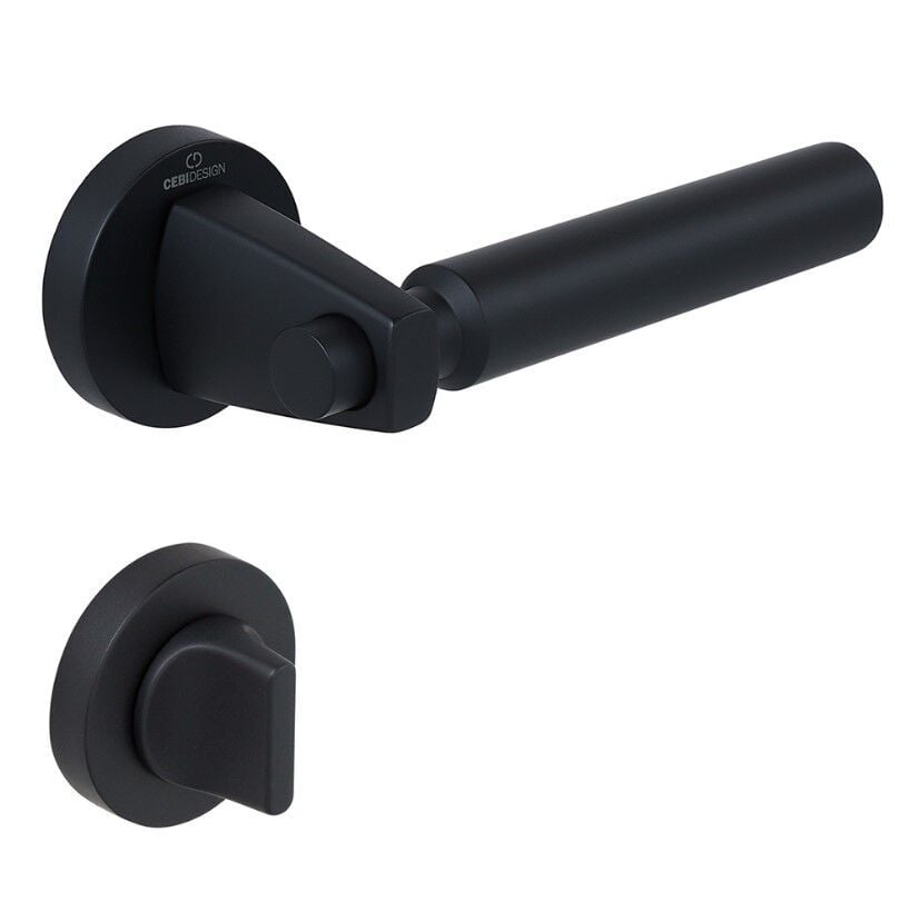 HANA-F Kapı Kolu Seti WC Siyah Mat