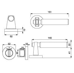 HANA-F Kapı Kolu Seti WC Siyah Mat