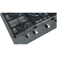 GZC 75330 XBC ST Ankastre Gazlı Ocak 70 cm Kristal Wok Gözlü Döküm Izgara Gri