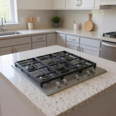 GZC 75330 XBC ST Ankastre Gazlı Ocak 70 cm Kristal Wok Gözlü Döküm Izgara Gri