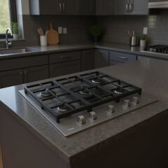 GZC 75330 XBC ST Ankastre Gazlı Ocak 70 cm Kristal Wok Gözlü Döküm Izgara Gri