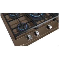 GZC 75330 XBN LB Ankastre ExactFlame Teknolojili Kristal Wok Gözlü Cam Gazlı Ocak Döküm Izgara Kahverengi 70 cm 112570174