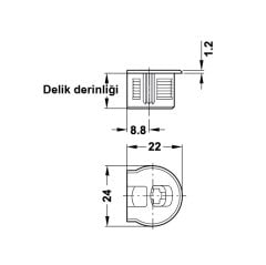 Hafele Rafix 20 Gövde Nikel Kaplama 16Mm (100 Adet)