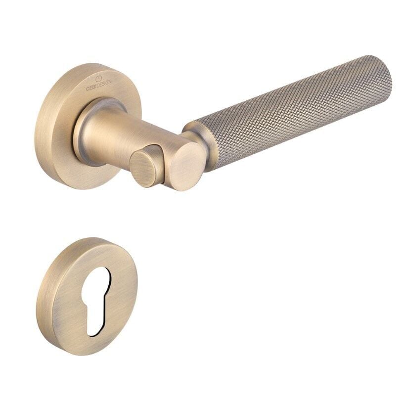 TROY-K Kapı Kolu Seti Yale Antik Pirinç Fırçalanmış