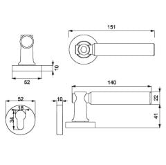 TROY-K Kapı Kolu Seti Yale Antik Pirinç Fırçalanmış