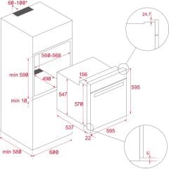 HLB 8600 WH Ankastre Multifonksiyonel Dijital Ekranlı Turbo Fırın Beyaz Cam 70 lt 111000012