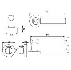 TROY-K Kapı Kolu Seti WC Antik Pirinç Fırçalanmış
