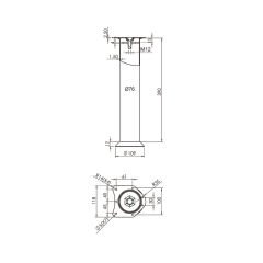 Hafele Ahşap İçin Sehpa Ayağı 76x410mm, Parlak Krom Renk
