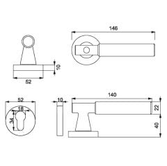 SOHO-K Kapı Kolu Seti Yale Antik Pirinç Mat