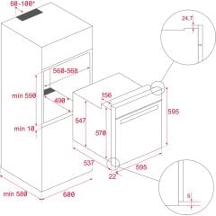 - HLB 8600 BK - Ankastre Multifonksiyonel Dijital Ekranlı Turbo Fırın - Siyah Cam - 70 lt - 111000010