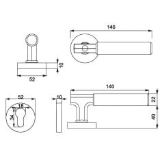 MOOD-K Kapı Kolu Seti Yale Antik Pirinç Mat